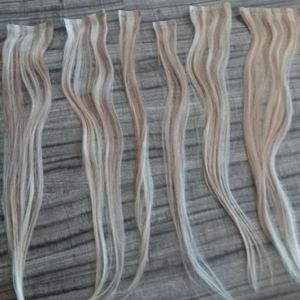 Human hair extensions set 24 inch long blonde